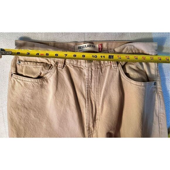 VTG Levis 505 Mens Light Khaki Sand 36x30 Pants Regular Straight Leg Red Tab - Picture 6 of 7